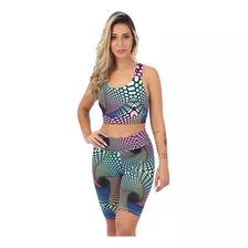 Kit 4 Conjuntos Fitness Bermuda Top Roupas Feminina Academia