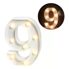 Luminária Led 3d Número 9 Branca/quente 22cm Decoração Festa