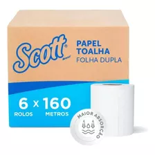 Papel Toalha Rolo Folha Dupla 160m 6 Rolos Scott