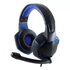 Fone De Ouvido Gamer Preto E Azul Com Luz Led Black E Blue