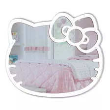 Espelho Acrílico Gato Gatinho Hello Kitty 50cm Rosé Cor Da Moldura Prata/branco