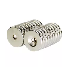 10pcs Imã De Neodimio Disco 20x3 - 20mm X 3mm Com Furo - N35