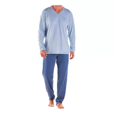 Pijama Manga Longa Calça Meia Malha Conforto Masculino Pzama