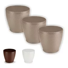 Vaso Rattan M3 Kit Com 6 Cachepos Mini Suculenta Violeta