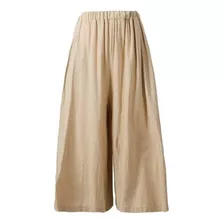 Pantalones Para Mujer Lino Casuales Moda Amplio En 3colores