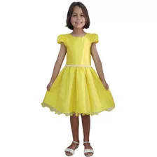 Vestido Infantil Festa Aniversário Fantasia Amarelo
