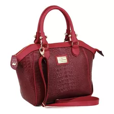 Bolsa Tote Oliver Mour 1008 Design Croco De Couro De Crocodilo Vermelha Com Alça De Ombro Vermelha Alças De Cor Vermelho