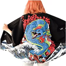 Kimono Cardigan Yukata Dragon Ryuu Japones Verano Camisa 