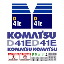 Kit Adesivos Compatível Trator Komatsu D41 E + Etiquetas Cor Trator Esteira Komatsu D 41e