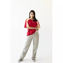 Calça Size X Alfaiataria Oversized Corte Reto (bege)