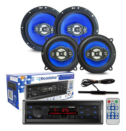 Kit Alto Falante 5 E 6 Pol + Radio Mp3 Bluetooth+ Antena