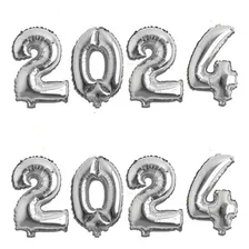 Balão 2024 Número Metalizado Ano Novo 40cm Festa Reveillon