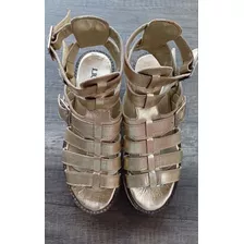 Zapatos Sandalias Dorados Impecables 