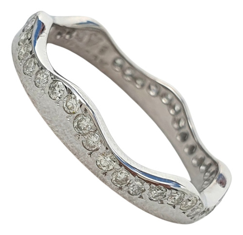 Anel Galeria Com Diamantes 0,40ct Em Ouro 18k 750 Branco 17