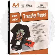 Papel Transfer Dark Inkjet A4 Tecidos Escuros 10fls Mecolour