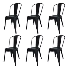 Silla De Comedor Desillas Tolix, Estructura Color Negro Mate, 6 Unidades