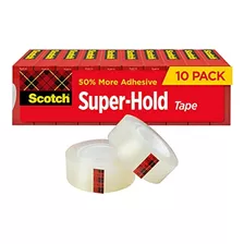 Scotch Super-hold Tape, 10 Rollos, Acabado Transparente, 50%