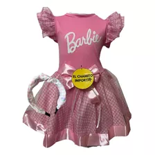 Disfraz Barbie Vestido Cosplay + Cintillo Niñas