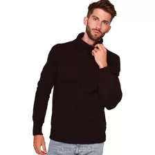 Polera Sweater Hombre Pullover Lana Con Cordón En Cuello Ms