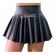 Mini Falda Plisada Short Eco Cuero Confección Nacional 
