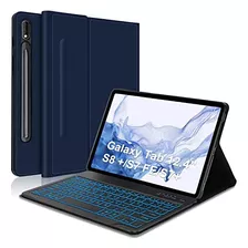 Funda Con Teclado Yehobu / Para Galaxy Tab 12.4 /drak Blue