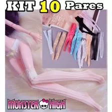 Kit 10 Pares De Meias 7/8 P/ Bonecas Monster High Ever After