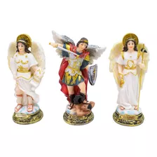 3 Arcanjos Rafael Gabriel E Miguel Imagens Religiosas 16 Cm