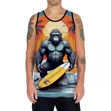 Camiseta Regata Tshirt Surf Gorila Surfista Praia Onda Mar 5
