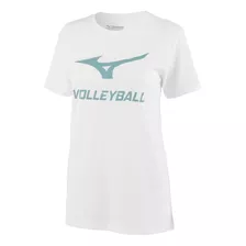 Camiseta Mizuno Standard Con Estampado De Voleibol, Blanca