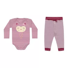 Conjunto 2pçs Bebê Kiko Baby Body Manga Longa + Mijão Coruja