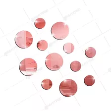 Espelho Decorativo Acrílico Redondo Rosé, 12 Peças Pequeno