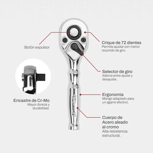 Llave Crique  Corta Wembley Enc 1/2 Largo 155mm 8920 Dgm Plateado