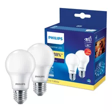 2x Ampolleta Led Philips 9w E27 A60 Luz Calida