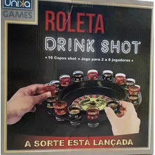 Jogo De Roleta Drink Shot 16 Copos Vidro Bebida Cassino