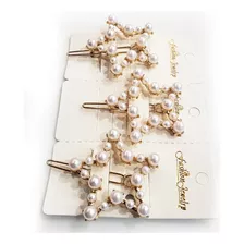 Trio De Hebilla Clips Estrella Con Perlas Pack X 3u. 