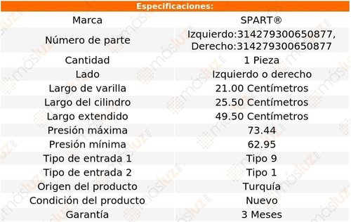 (1) Amortiguador Cofre Izq O Der Volkswagen Polo 03/07 Spart Foto 2