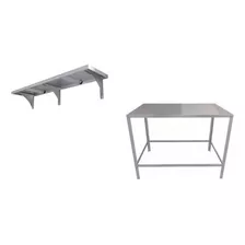 Prateleira E Mesa P/ Loja De Roupa Aço Inox 93x22cm