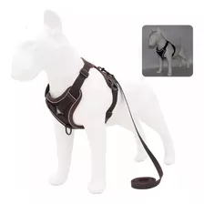 Arnés Perro Malla Reflect Café S 33 A 40 Cm + Correa 1.5 Mts