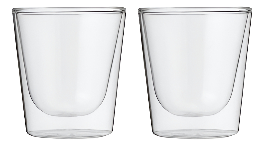 Set X 2 Jarro Mug Taza Deluxe Cafe Doble Vidrio 80 Ml Transparente