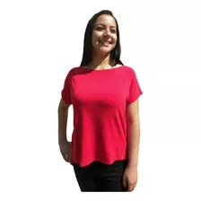 Blusa Em Viscose Básica Decote Canoa Manga Curta