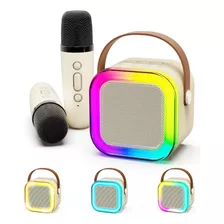 Caixinha Karaoke C/ 2 Microfones Bluetooth Rgb Muda Voz Usb