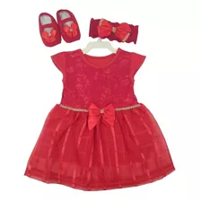 1 Kit Menina Vestido+sapato+faixa/ Promoção/ Bebê/ Infantil