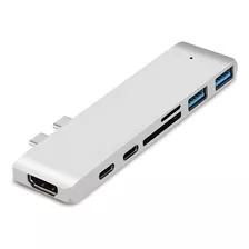 Hub Adaptador 7 Em 1 Usb-c 3.1 Hdmi 4k Thunderbolt Macbook Cor Cinza Claro