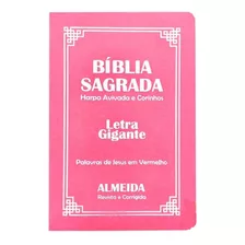 Biblia Sagrada Letra Gigante Luxo Popular Rosa Com Harpa Editora Kings Cross