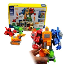 Kit Brinquedo Montar 5em 1 Dinossauro Transforma Robô Grande