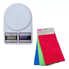 Kit Balança Digital 10kg Nutrição Dieta + 3 Panos Microfibra