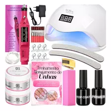 Kit Unha Esmaltação Gel + Cabine + Lixa + Top Coat E Primer