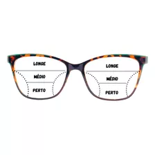 Oculos De Grau Feminino Multifocal Longe Perto Leitura 