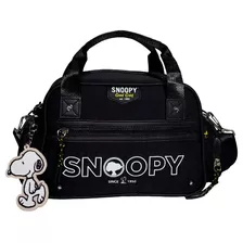 Bolsa Transversal Moderna Jovem Snoopy Baúzinho Preta Cor Preto