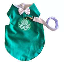 Roupa Pet Colete Times Palmeiras Pp Ao Gg + Guia Branca 